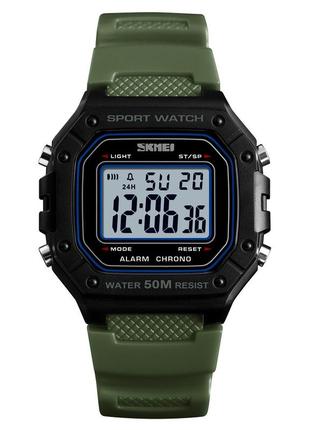 Спортивные мужские часы skmei 1496ag army green водостойкие наручные кварцевые