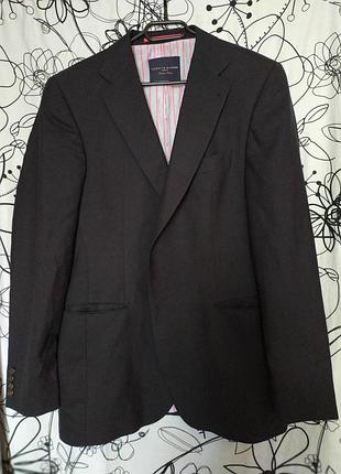 Стильний діловий піджак блейзер 100%вовна темно-синій