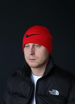 Чорна чоловіча шапка з об'ємною чорною вишивкою найк, шапка nike осінь / весна, головний убір для чоловіка з акрилу5 фото