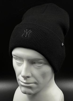 Оригінальна зимова чорна шапка 47 brand new york yankees base runner