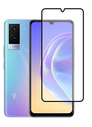 Захисне скло lux для vivo v21e full сover чорний 0,3 мм в упаковці
