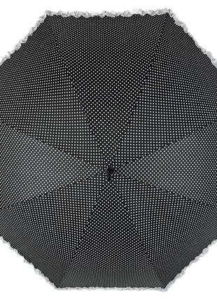 Зонт-трость с рюшами в горошек, полуавтомат на 8 спиц от swifts, черный sw03180-3