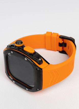 Чохол/корпус із силіконовим ремінцем "urban sport kits" для apple watch (49mm). помаранч + чорний
