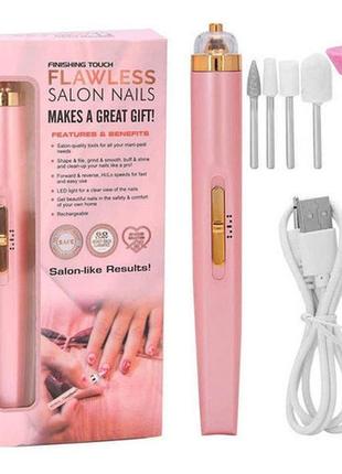 Фрезер для манікюру та педикюру flawless salon nails, ручка фрезер для манікюру. колір: рожевий