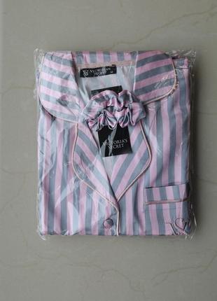 Костюм для дома женский серо-розовый victoria's secret, пижама женская vs, комплект для сна (pink grey) тройка6 фото