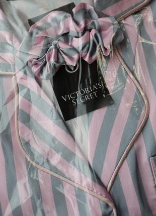 Костюм для дома женский серо-розовый victoria's secret, пижама женская vs, комплект для сна (pink grey) тройка3 фото