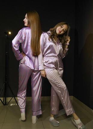 Костюм для дому жіночий сіро-рожевий victoria's secret піжама жіноча в полоску vs комплект піжамний жіночий вс (pink grey)10 фото