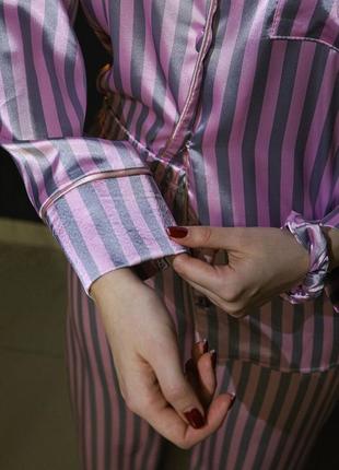 Костюм для дома женский серо-розовый victoria's secret, пижама женская vs, комплект для сна (pink grey) тройка9 фото