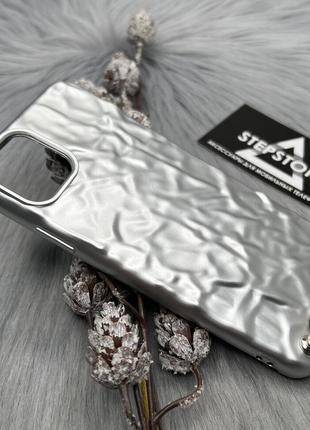 Чохол із ланцюжком для iphone 11 pro сріблястий силіконовий протиударний матовий3 фото
