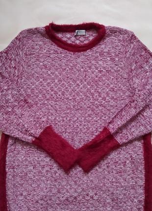 В'язаний подовжений светр red queen італія пуловер із лампасами під горло травка меланж вагітним3 фото