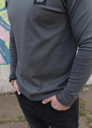 Реглан свитшот лонгслив armani exchange серый базовый, одежда брендовая мужская армани демисезонная с нашивкой4 фото