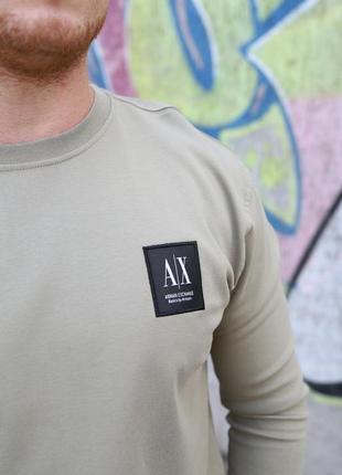 Реглан свитшот лонгслив armani exchange серый базовый, одежда брендовая мужская армани демисезонная с нашивкой8 фото