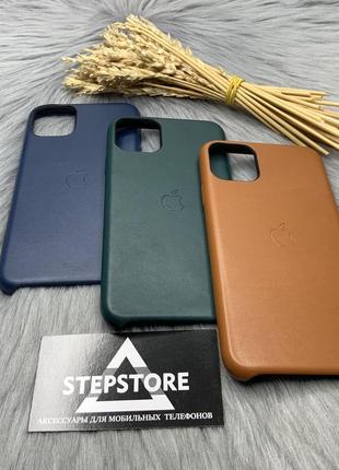 Чехол кожаный leather case для iphone 11 pro max 6.5 с микрофиброй без металлических кнопок2 фото