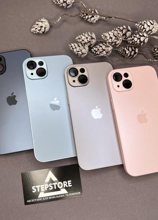 Чохол скляний glass case matte iphone 15 plus матовий закритий камера з лінзами