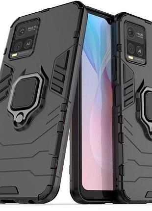 Чехол fiji ring для vivo y21 / y21s / y33s бронированный бампер с кольцом черный
