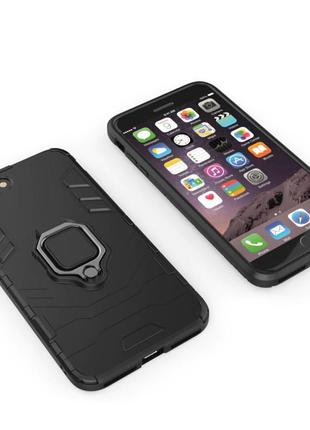 Чохол ring case для apple iphone 7 plus броньований бампер з кільцем чорний3 фото