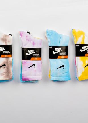 Набір ( 3 шт.) різнокольорових чоловічих шкарпеток nike. високі, плямисті. one size, cotton1 фото