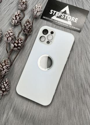 Чохол скляний glass case для iphone 12 pro з magsafe матовий закритий камера з лінзами3 фото