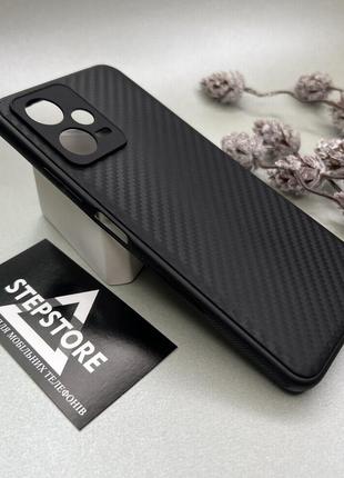 Чехол карбоновый для xiaomi redmi note 12 5g carbon силиконовый тонкий имитация черный