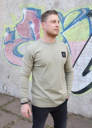 Реглан мужской, свитшот лонгслив armani exchange хаки светлый, мужская одежда бренда...