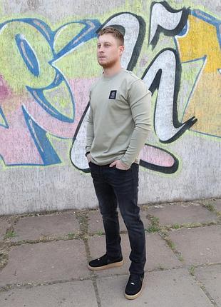 Реглан мужской, свитшот лонгслив armani exchange хаки светлый, мужская одежда бренда...