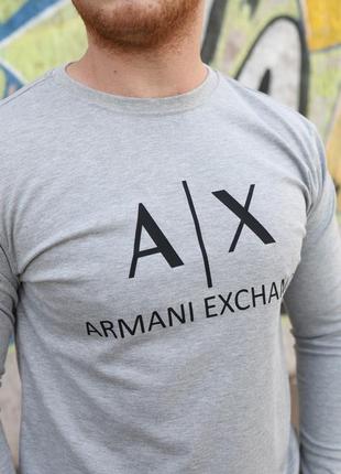 Джемпер серого цвета мужской armani exchange, брендовая мужская одежда, свитшот реглан осень весна с принтом