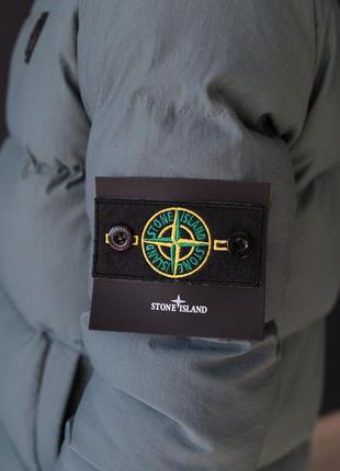 Мужская курточка мятная зимняя stone island, теплая куртка для мужчины стон айленд мятного цвета с пером3 фото