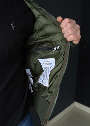 Тканевый мужской бомбер хаки stone island, теплая кофта с патчем стон айленд, демисезон куртка темно-зеленая5 фото