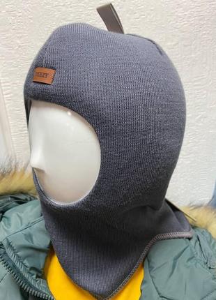 Шапка-шлем для мальчика зимний beezy серый