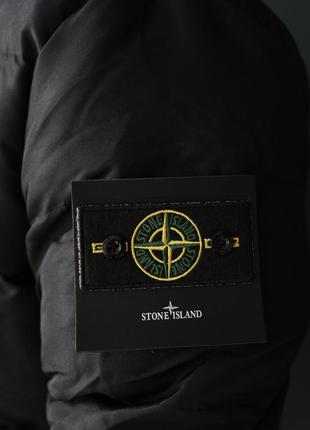 Тканевый мужской бомбер черный stone island, теплая кофта с патчем стон айленд, легкая демисезонная куртка2 фото