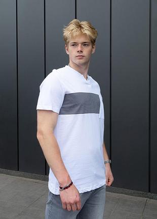 Мужская футболка белая с черными полосками. madmext. на лето!