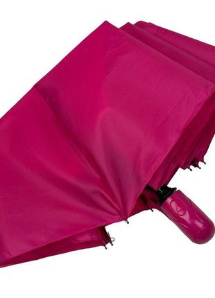 Женский однотонный зонт полуавтомат на 8 спиц от toprain, малиновый, 0102-35 фото