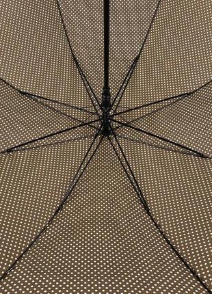 Зонт-трость с рюшами в горошек, полуавтомат на 8 спиц от swifts, коричневый sw03180-25 фото
