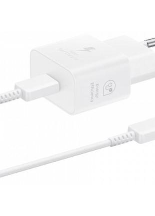 Мережевий зарядний пристрій samsung 25w travel adapter + cable type-c white (ep-t2510xwegeu) (код
