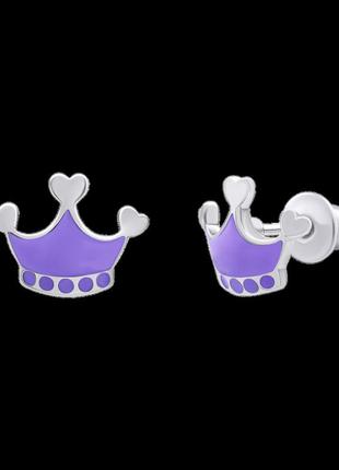 Сережки корона фіолетова