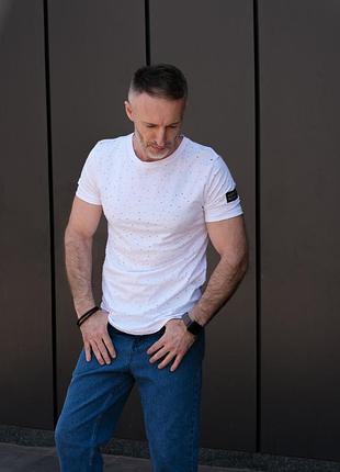 Футболка мужская стильная белого цвета madmext s, m, l, xl, белая футболка для парня на лето