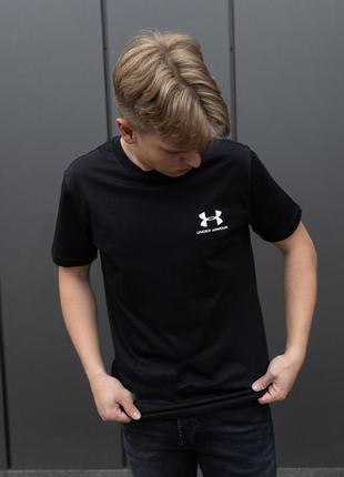 Футболка мужская under armour хлопковая черная, спортивная молодежная футболка s