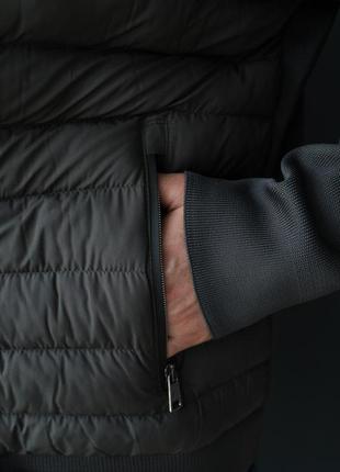 Тканевий чоловічий бомбер сірий stone island, тепла кофта з патчем стон айленд, легка демисезонна куртка для чоловіка темно-сіра4 фото