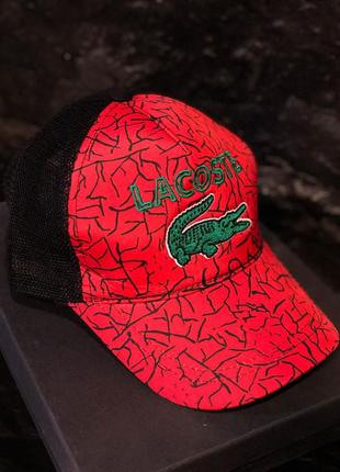 Стильная мужская черно-красная кепка lacoste | молодежная летняя бейсболка | модный мужской головной убор