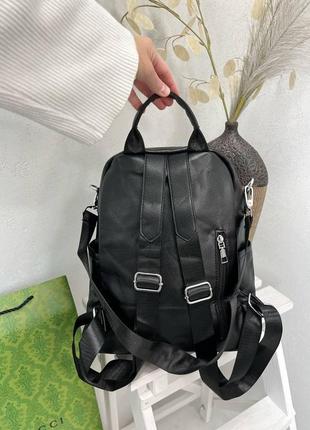 Рюкзак трансформер брелок, экокожа черный3 фото