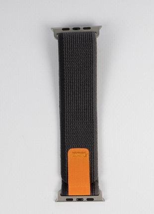 Ремешок для apple watch (trail loop black с оранжевым). размер: 42-49. круто смотрится на руке!5 фото