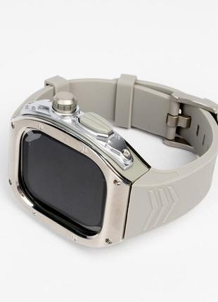Чохол / корпус із силікновим ремінцем "urban sport kits" для apple watch (49mm) сірий + срібло