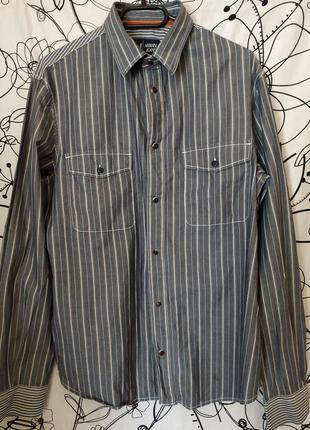 Сорочка в смужку, смугаста, оригінал,тканина під джинс