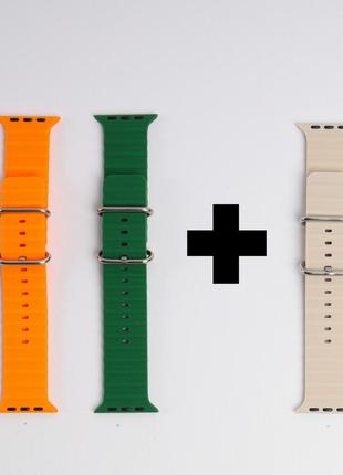 Ремешки для apple watch (3 штуки) размеров 38-42, 42-49 мм; акция 1+1=3, распродажа ремешков для умных часов