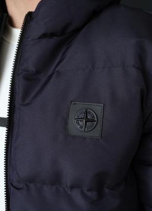 Теплая мужская куртка стон айленд темно-синяя, зимняя куртка stone island с наполнителем, мужские куртки с-хл9 фото