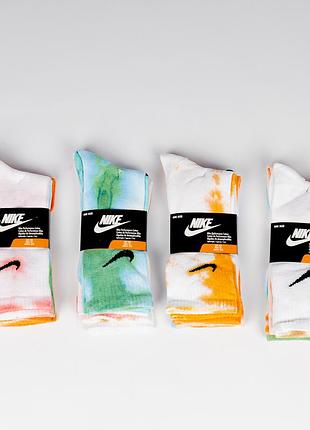 Набір ( 3 шт.) різнокольорових чоловічих шкарпеток nike. високі, плямисті. one size, cotton