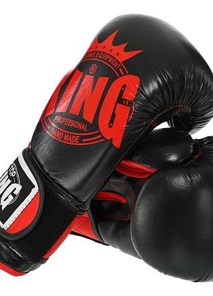 Перчатки боксерские кожаные (р-р 12,14 oz) tpking tk0363 черный-красный