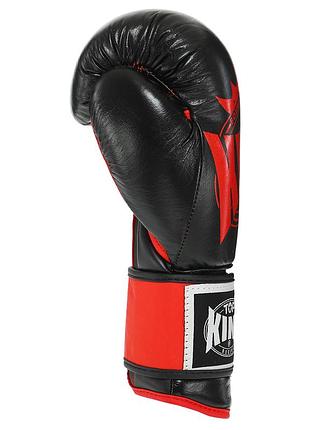 Перчатки боксерские кожаные (р-р 12,14 oz) tpking tk0363 черный-красный