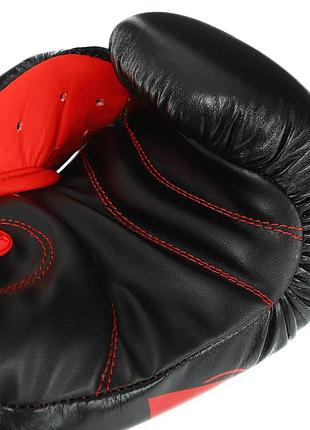 Перчатки боксерские кожаные (р-р 12,14 oz) tpking tk0363 черный-красный