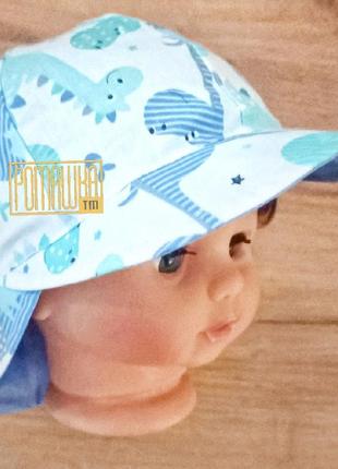48-50 1-2 г дышащая панамка кепка для мальчика на море пляжная с защитой шеи от солнца солнцезащитная 60674 фото
